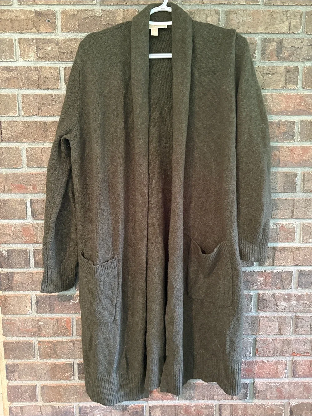 Michael Kors Olive Open-Front Long Cardigan